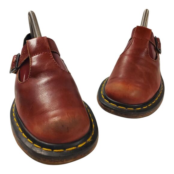 Vintage DR. MARTENS Shoes Womens Size 6 Burgundy Red T Strap Mary Janes Y2K 90s - Picture 2 of 14
